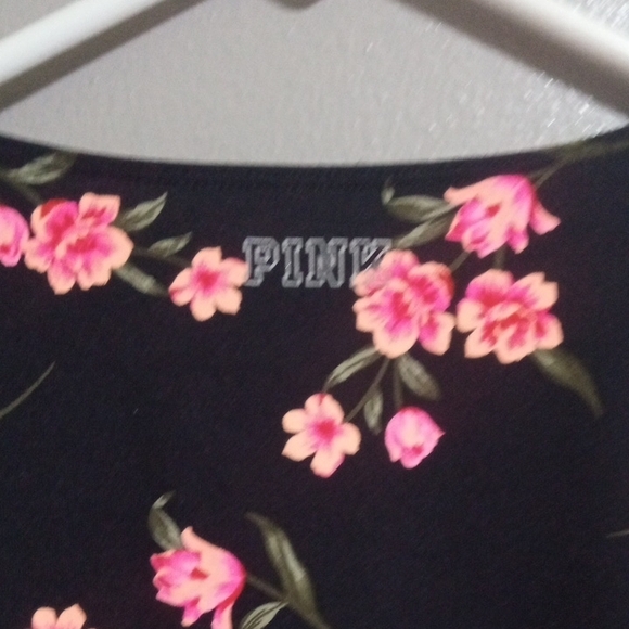 Victoria Secret "Pink" Women's Floral Tie-Front Short Sleeve Top Size XL - Picture 5 of 6